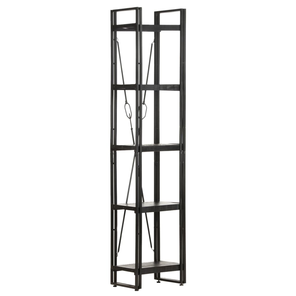 vidaXL 5-Tier Bookcase Black 15.7"x11.8"x70.9" Solid Mango Wood-4