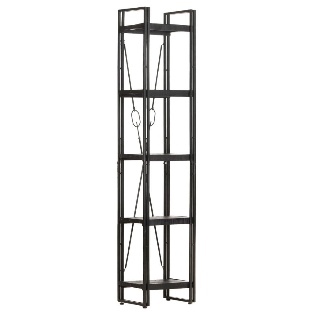 vidaXL 5-Tier Bookcase Black 15.7"x11.8"x70.9" Solid Mango Wood-5