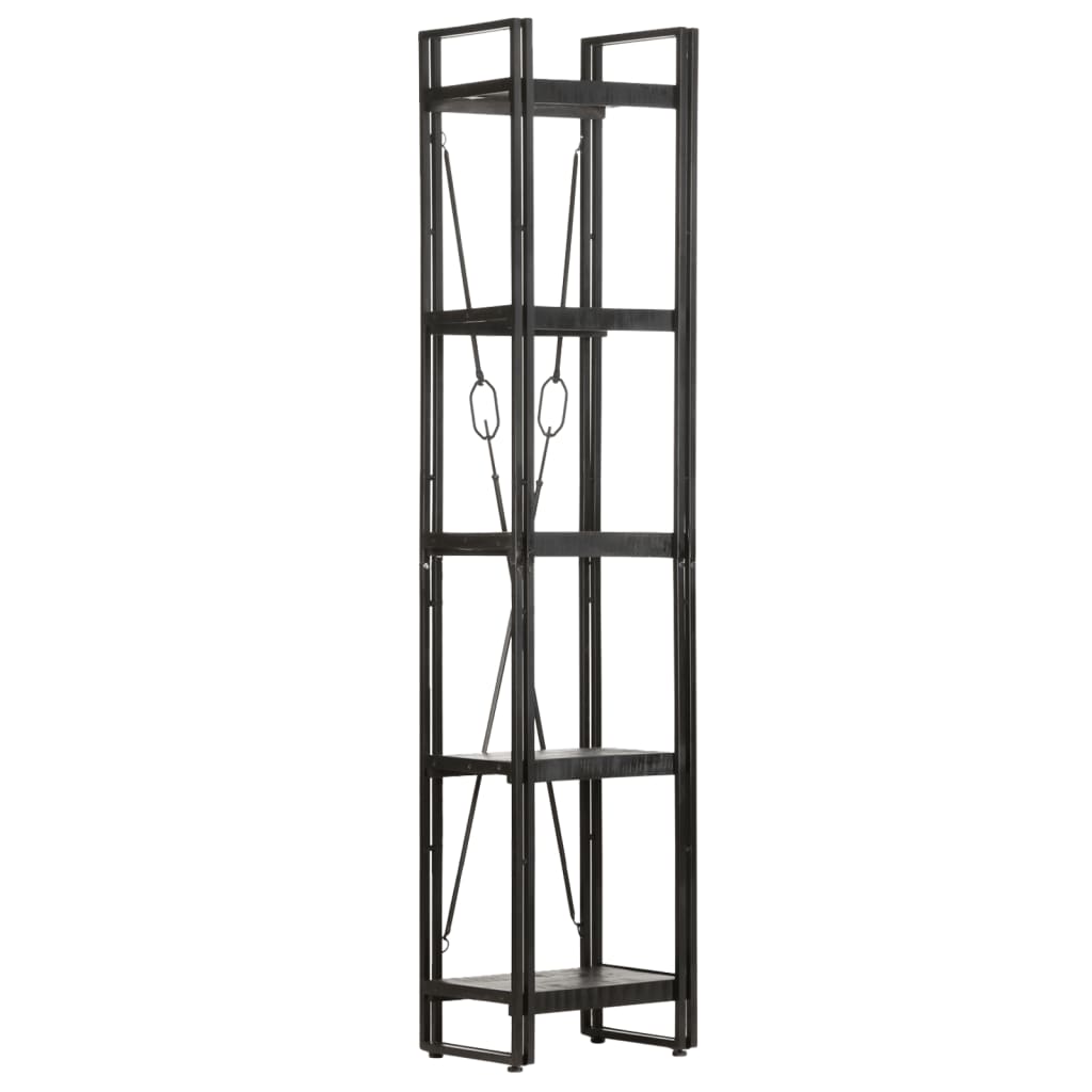 vidaXL 5-Tier Bookcase Black 15.7"x11.8"x70.9" Solid Mango Wood-6