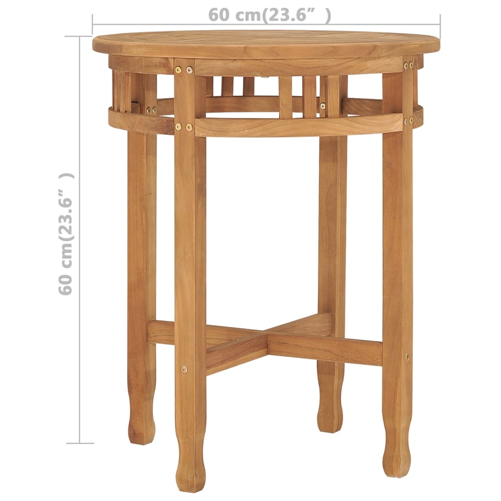 vidaXL Bistro Table Ø23.6"x23.6" Solid Teak Wood-5