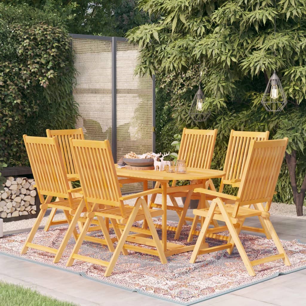 vidaXL 7 Piece Patio Dining Set Solid Teak Wood-0