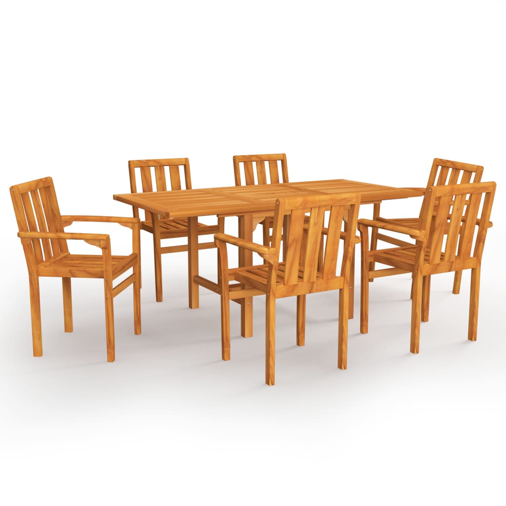 vidaXL 7 Piece Patio Dining Set Solid Teak Wood-0