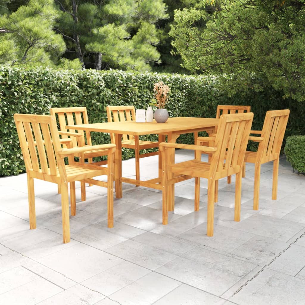 vidaXL 7 Piece Patio Dining Set Solid Teak Wood-3