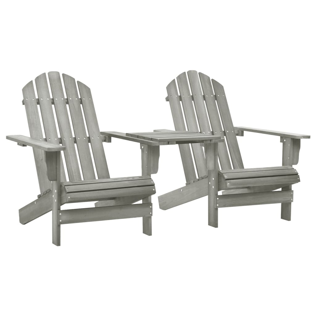 vidaXL Adirondack Chairs Patio Chair with Tea Table for Porch Solid Wood Fir-6