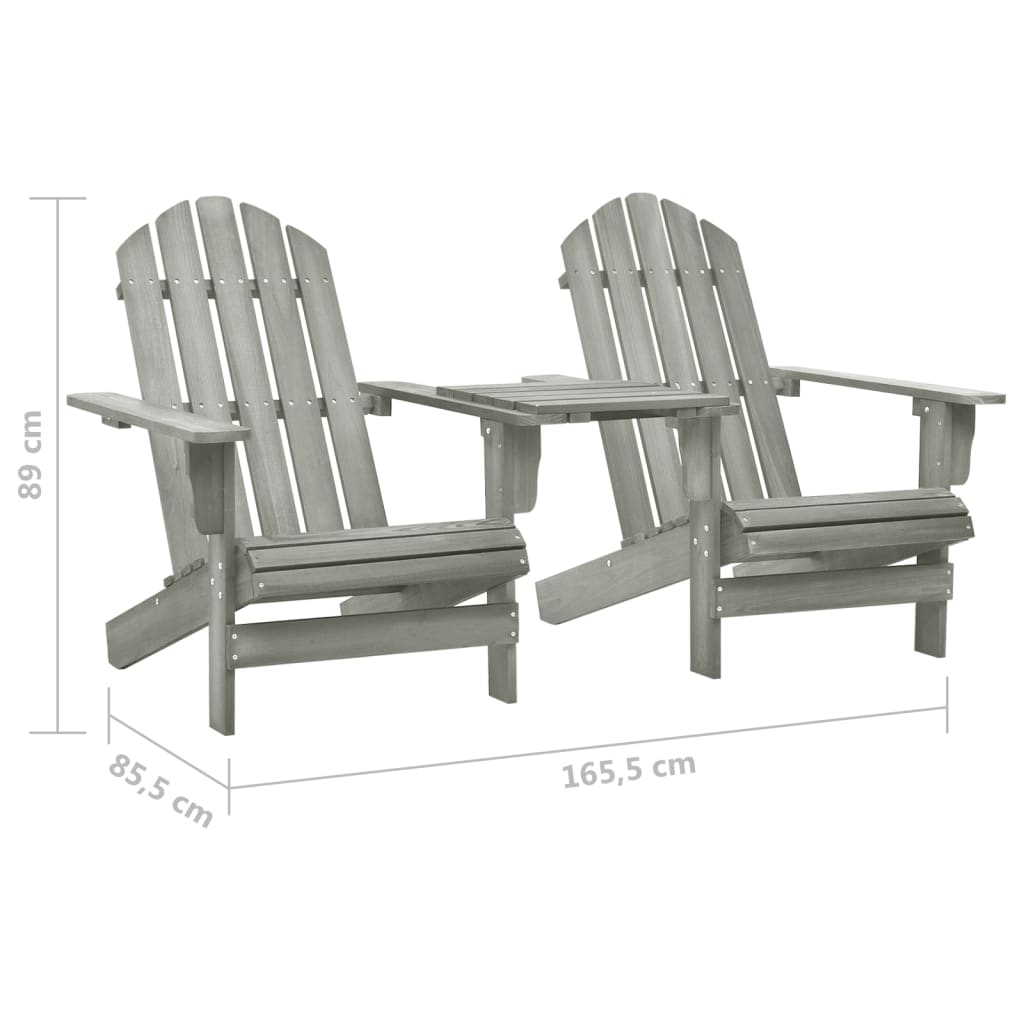 vidaXL Adirondack Chairs Patio Chair with Tea Table for Porch Solid Wood Fir-11