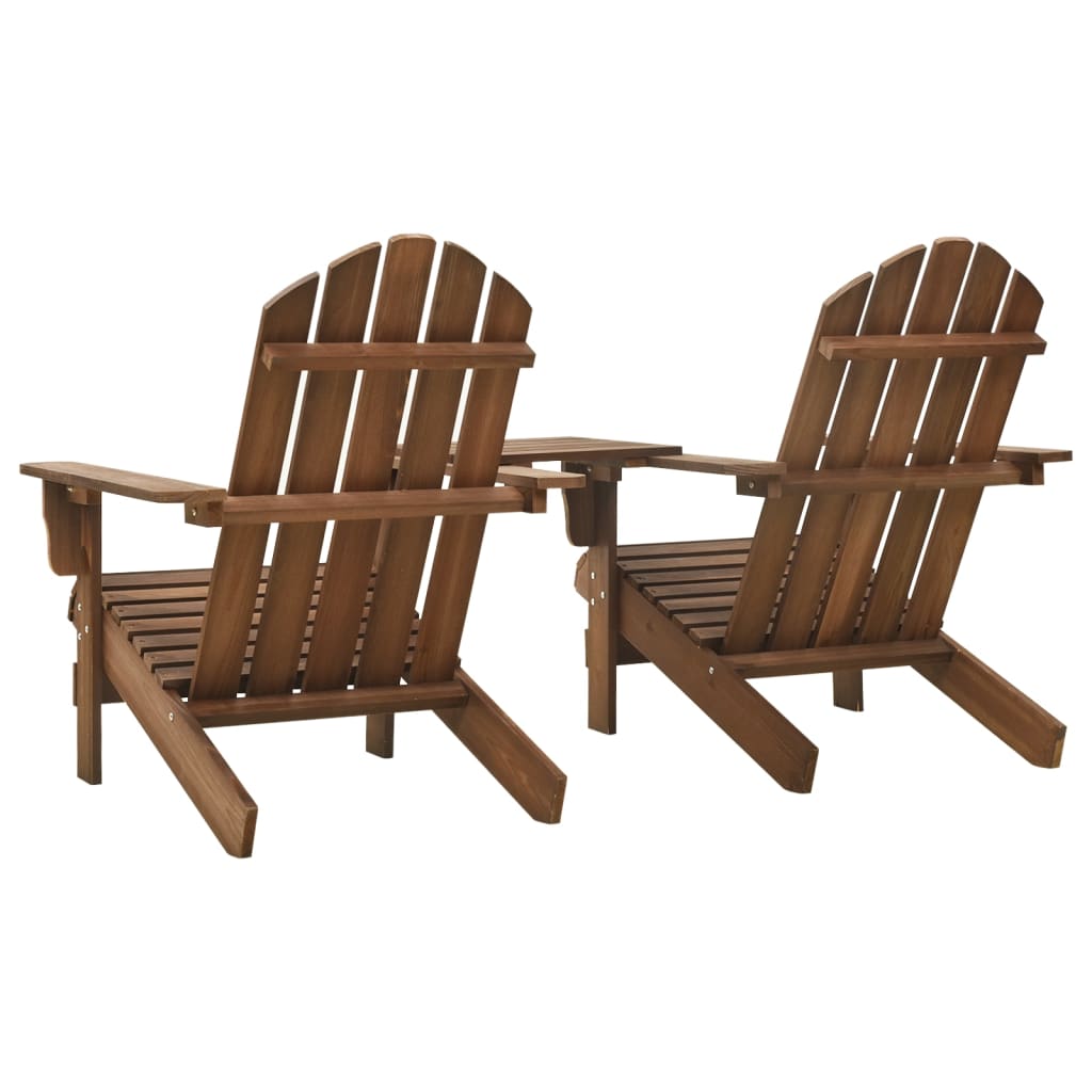 vidaXL Adirondack Chairs Patio Chair with Tea Table for Porch Solid Wood Fir-1