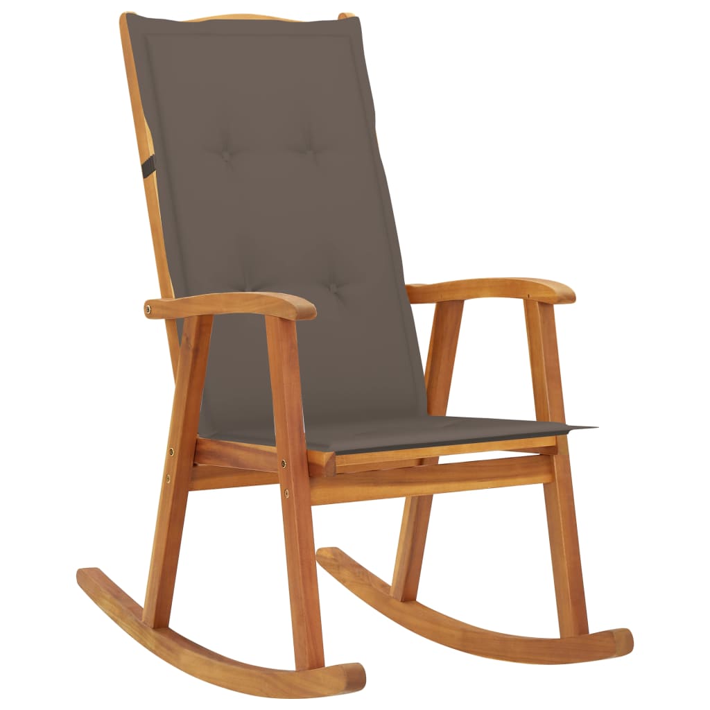 vidaXL Rocking Chair with Cushions Solid Acacia Wood-0