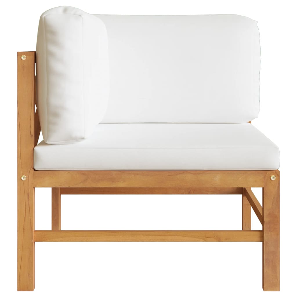 vidaXL Corner Sofa with Cream Cushions Solid Teak Wood-4