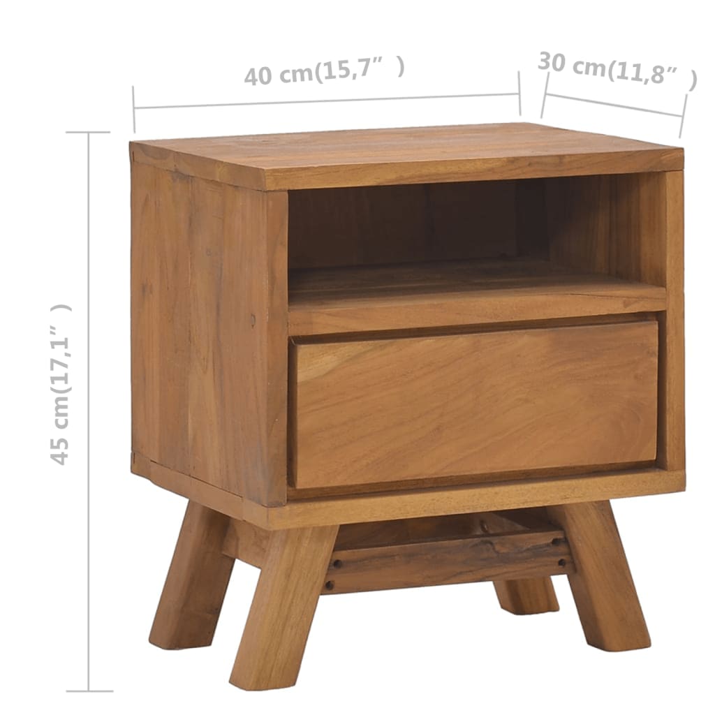 vidaXL Bedside Cabinet 15.7"x11.8"x17.7" Solid Teak Wood-7