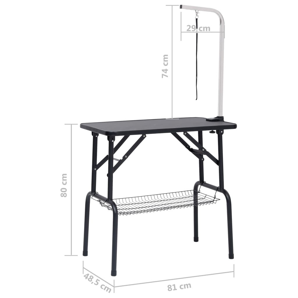 vidaXL Adjustable Dog Grooming Table with 1 Loop and Basket-1