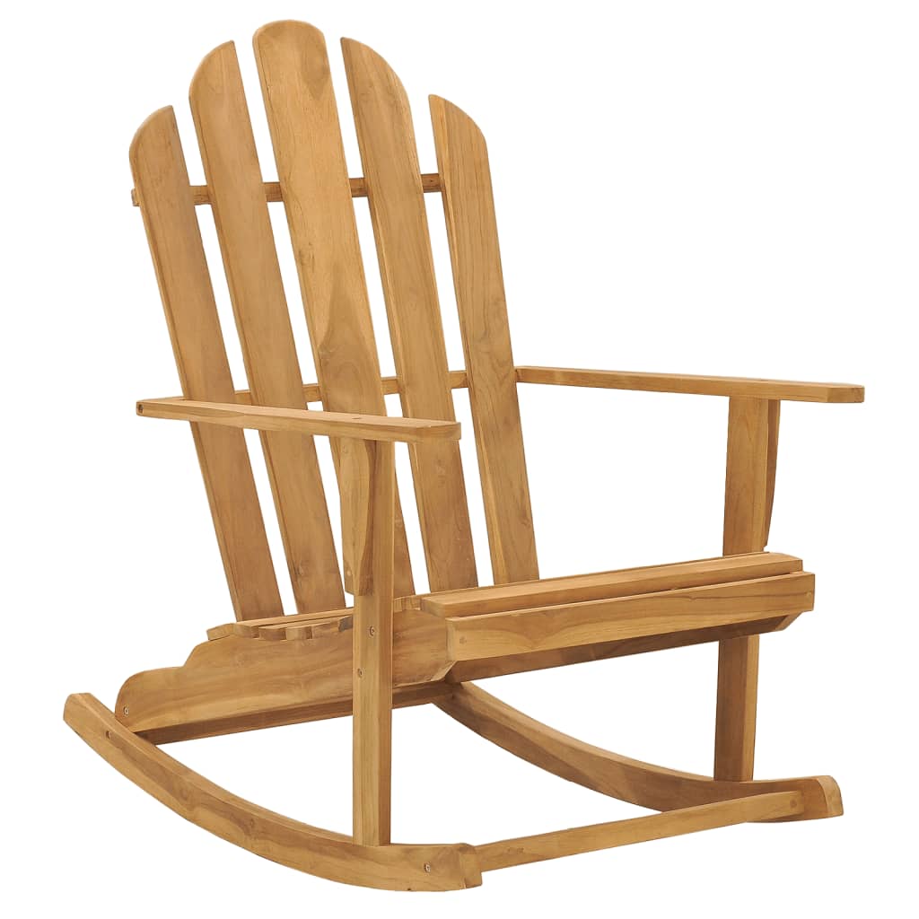 vidaXL Adirondack Rocking Chair Porch Rocker with High Back Solid Wood Teak-0