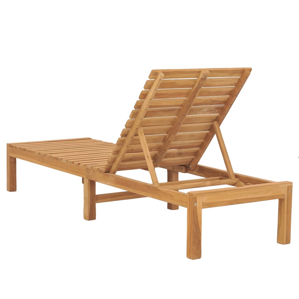 vidaXL 1/2x Solid Wood Teak Sun Lounger Patio Garden Lounge Bed Furniture-12
