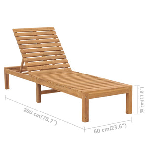 vidaXL 1/2x Solid Wood Teak Sun Lounger Patio Garden Lounge Bed Furniture-10