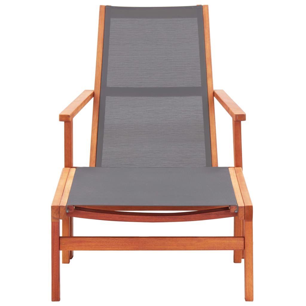 vidaXL Patio Chair Lounge Chair with Footrest Solid Wood Eucalyptus&Textilene-2