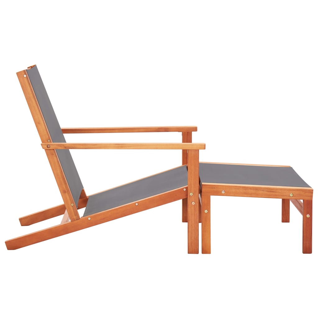 vidaXL Patio Chair Lounge Chair with Footrest Solid Wood Eucalyptus&Textilene-4