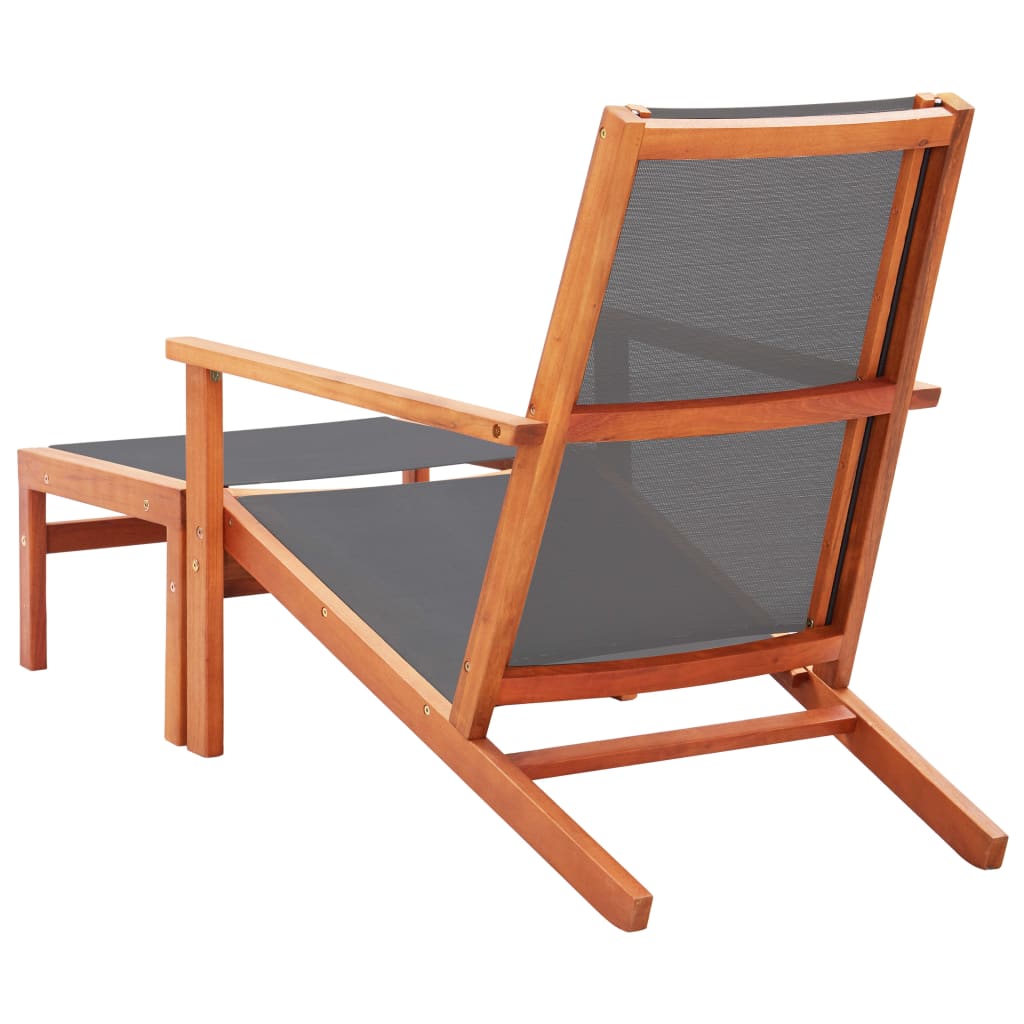 vidaXL Patio Chair Lounge Chair with Footrest Solid Wood Eucalyptus&Textilene-12
