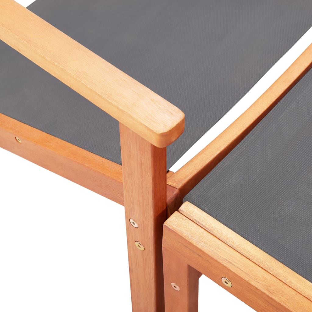 vidaXL Patio Chair Lounge Chair with Footrest Solid Wood Eucalyptus&Textilene-14