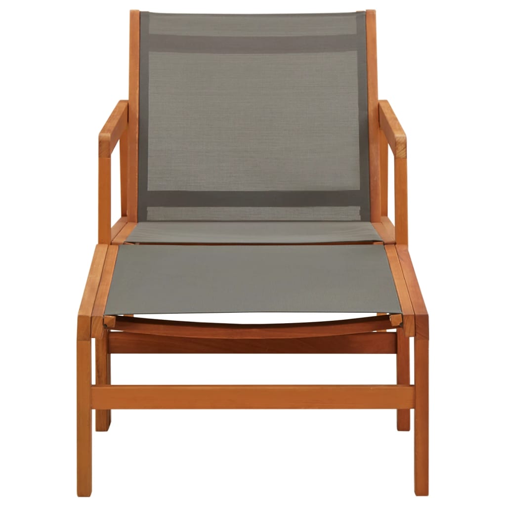 vidaXL Patio Chair Lounge Chair with Footrest Solid Wood Eucalyptus&Textilene-10