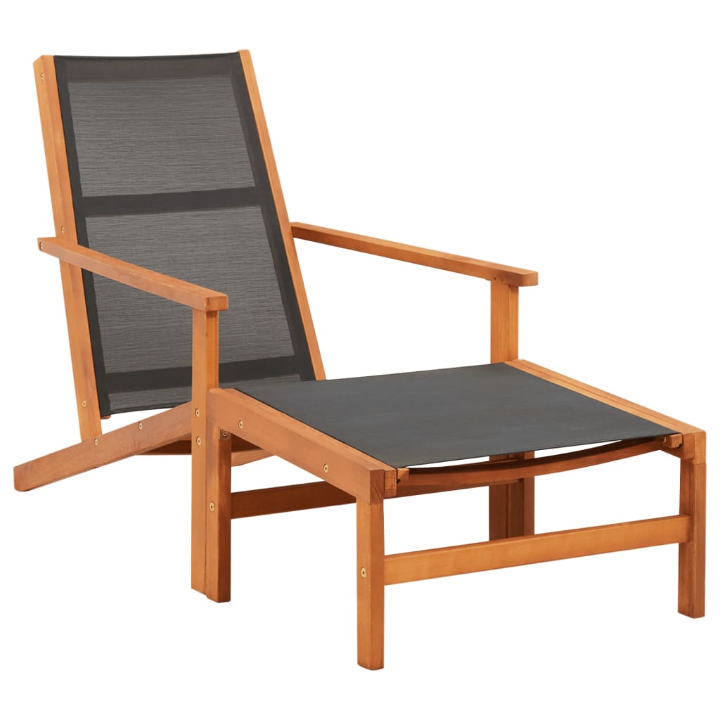 vidaXL Patio Chair Lounge Chair with Footrest Solid Wood Eucalyptus&Textilene-6