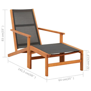 vidaXL Patio Chair Lounge Chair with Footrest Solid Wood Eucalyptus&Textilene-17