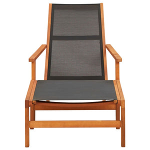 vidaXL Patio Chair Lounge Chair with Footrest Solid Wood Eucalyptus&Textilene-8