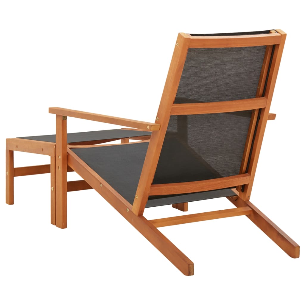 vidaXL Patio Chair Lounge Chair with Footrest Solid Wood Eucalyptus&Textilene-10