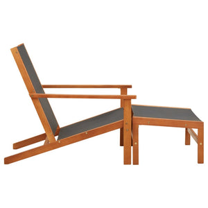 vidaXL Patio Chair Lounge Chair with Footrest Solid Wood Eucalyptus&Textilene-3