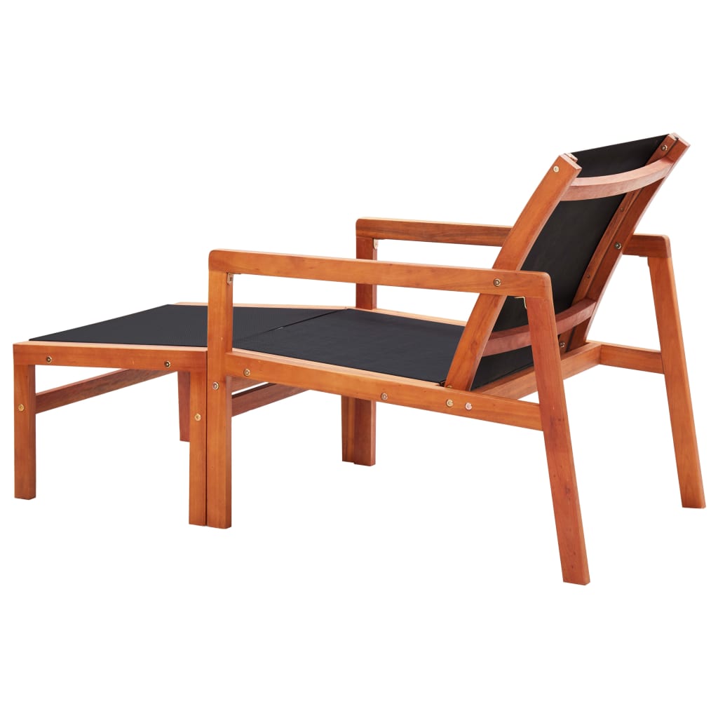 vidaXL Patio Chair Lounge Chair with Footrest Solid Wood Eucalyptus&Textilene-4