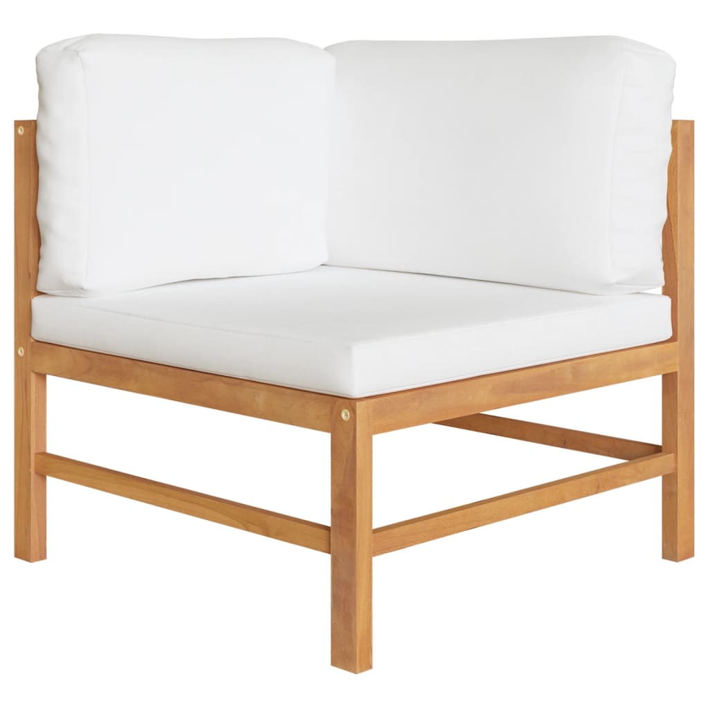 vidaXL 2-seater Patio Bench with Cream Cushions Solid Teak Wood-5