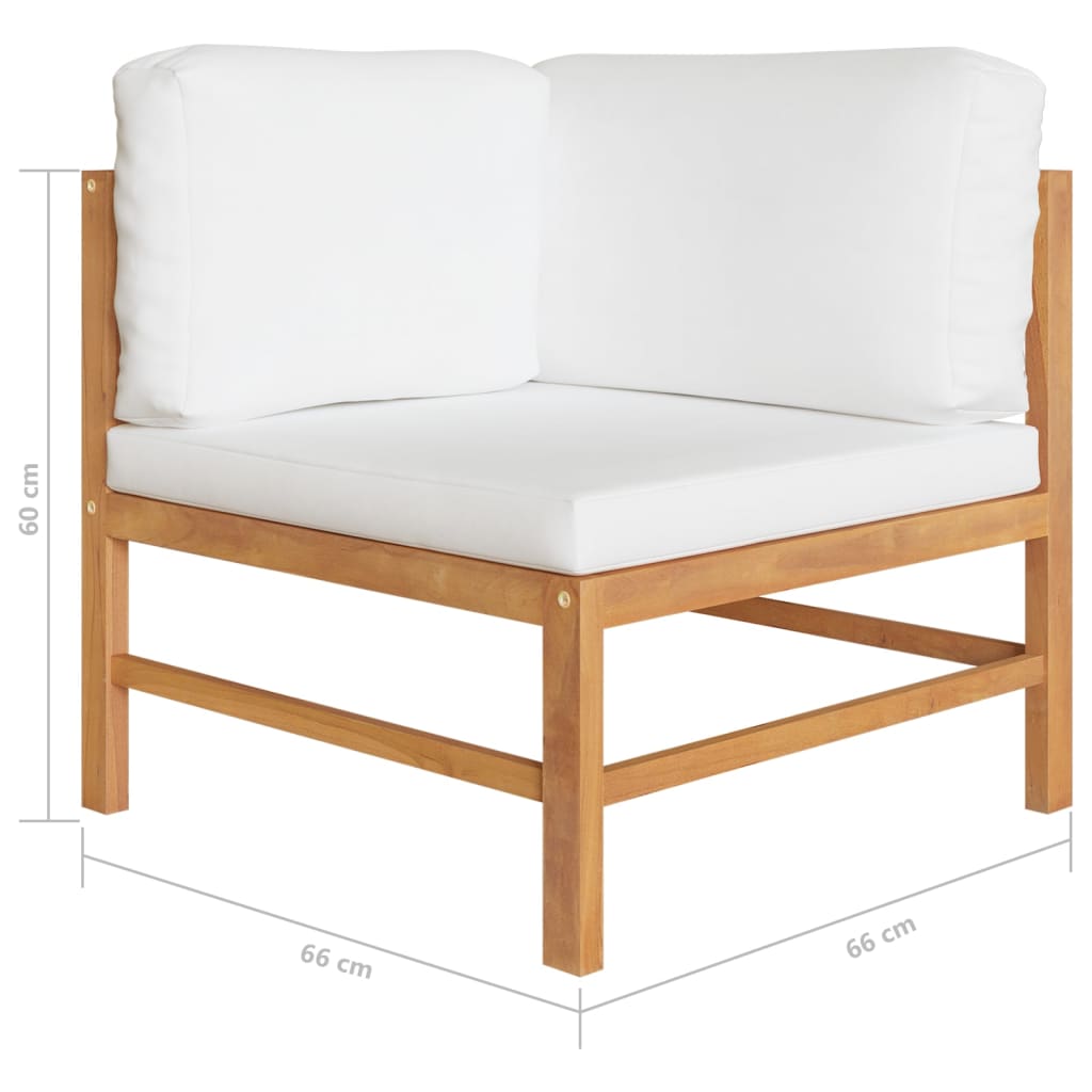 vidaXL 2-seater Patio Bench with Cream Cushions Solid Teak Wood-4