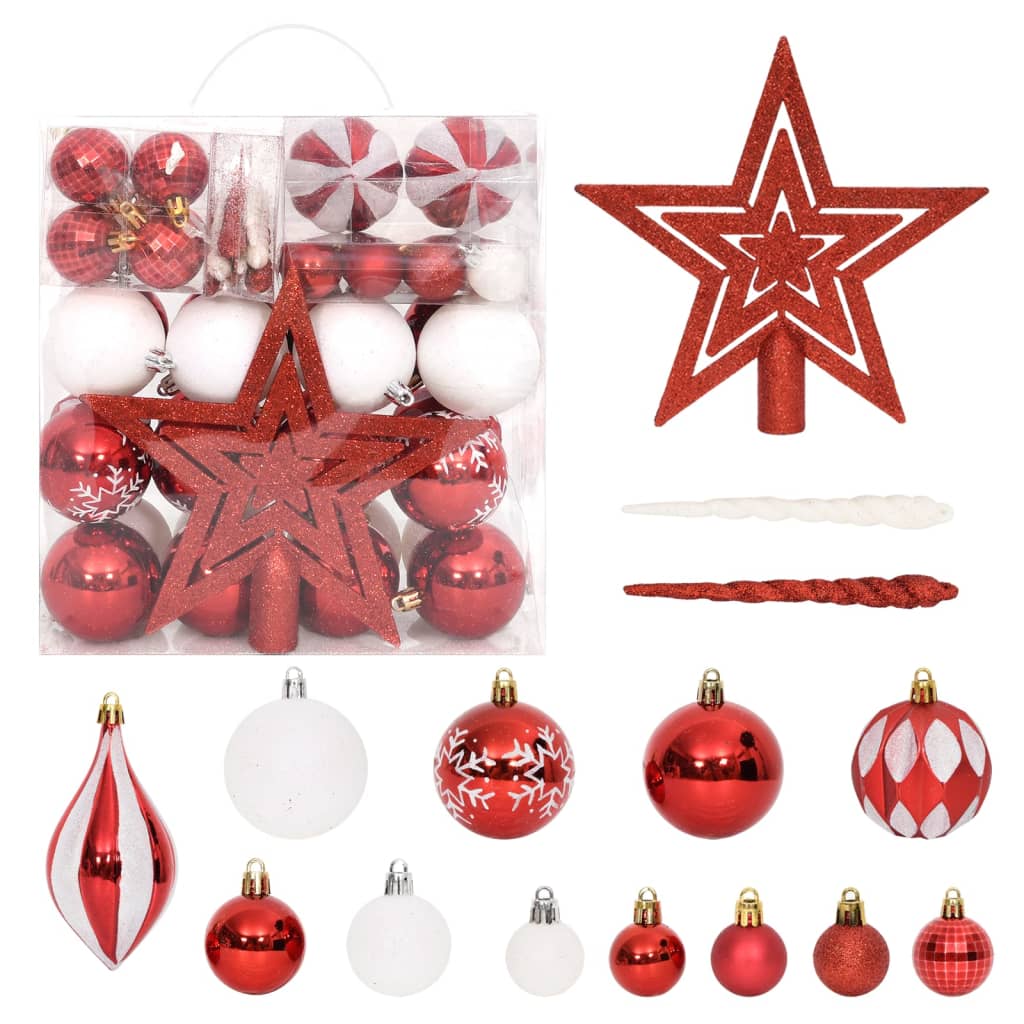 vidaXL Christmas Bauble Set Christmas Ball Ornament Decorative Bauble 65 Piece-7