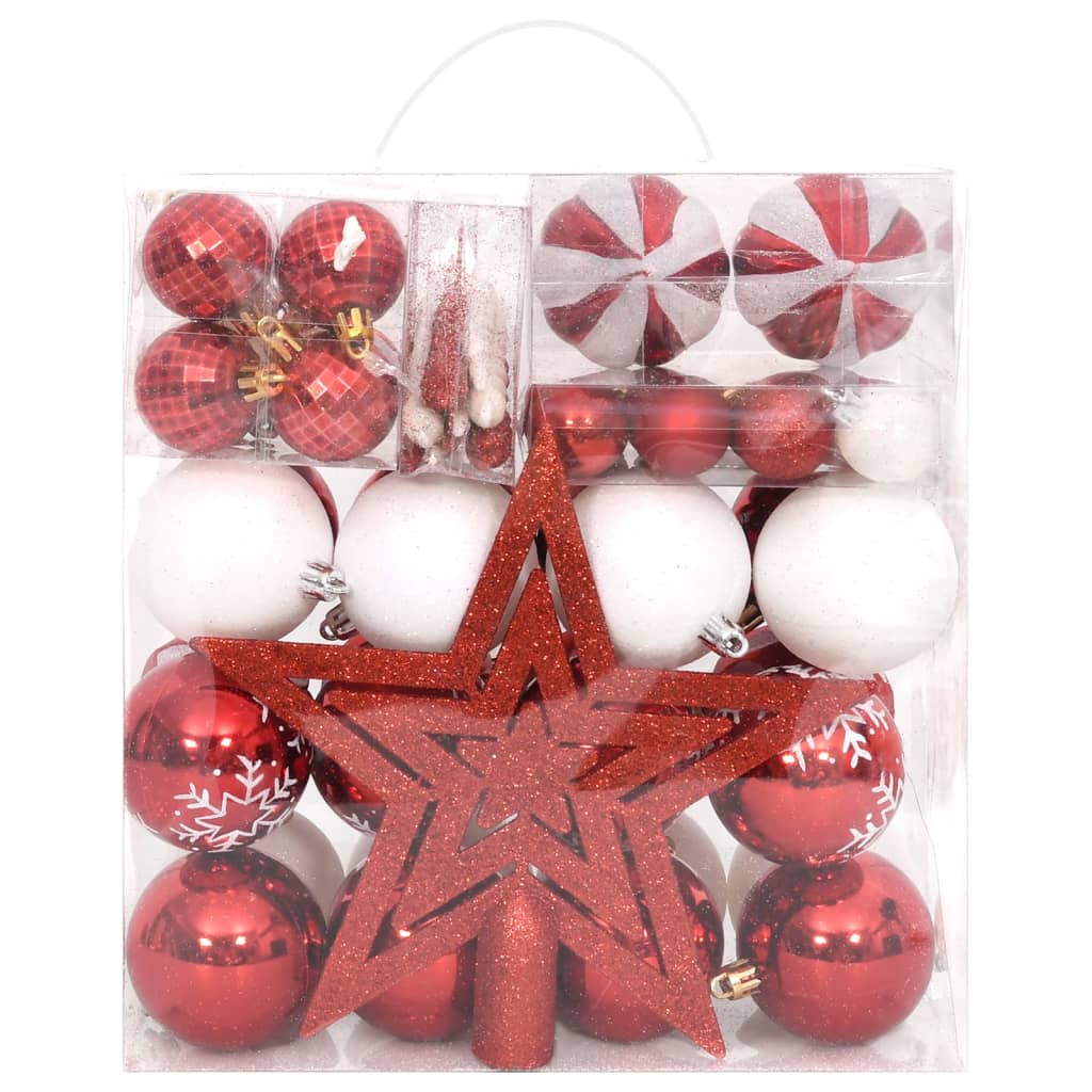 vidaXL Christmas Bauble Set Christmas Ball Ornament Decorative Bauble 65 Piece-0