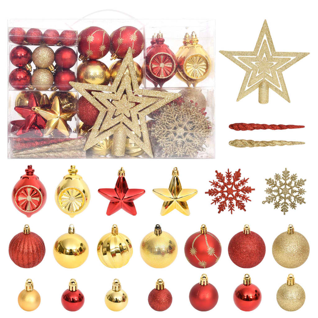 vidaXL Christmas Bauble Set Christmas Ball Ornament Decor Bauble 108 Piece-7