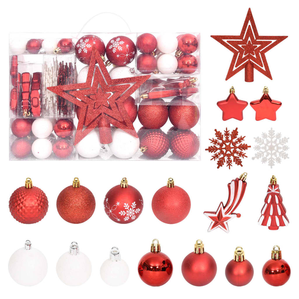 vidaXL Christmas Bauble Set Christmas Ball Ornament Decor Bauble 108 Piece-7