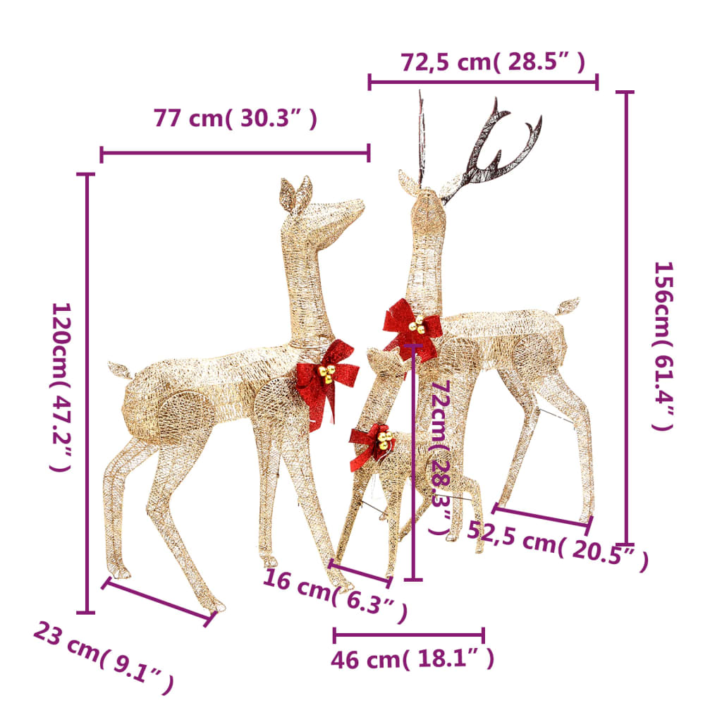 vidaXL Christmas Decoration Pre-Lit Christmas Reindeer Family with 201 LEDs-13