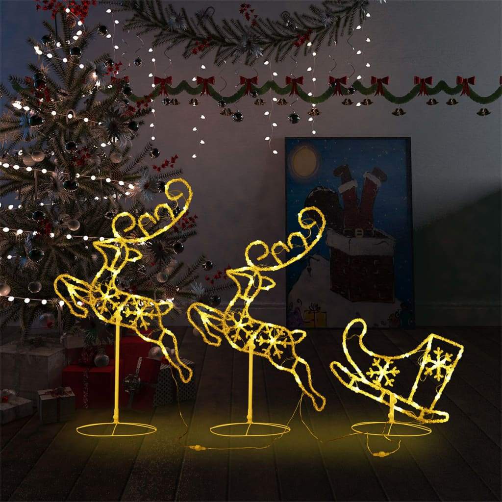 Acrylic Christmas Flying Reindeer&Sleigh Holiday Xmas Multi Colors