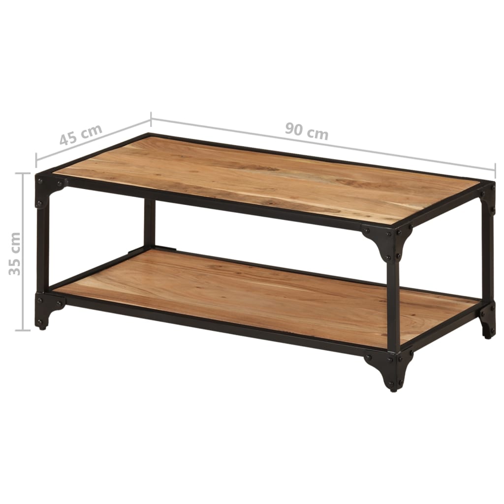 vidaXL Coffee Table 35.4"x17.7"x13.8" Solid Acacia Wood-0