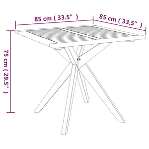 vidaXL Patio Table 33.5"x33.5"x29.5" Solid Wood Acacia-3