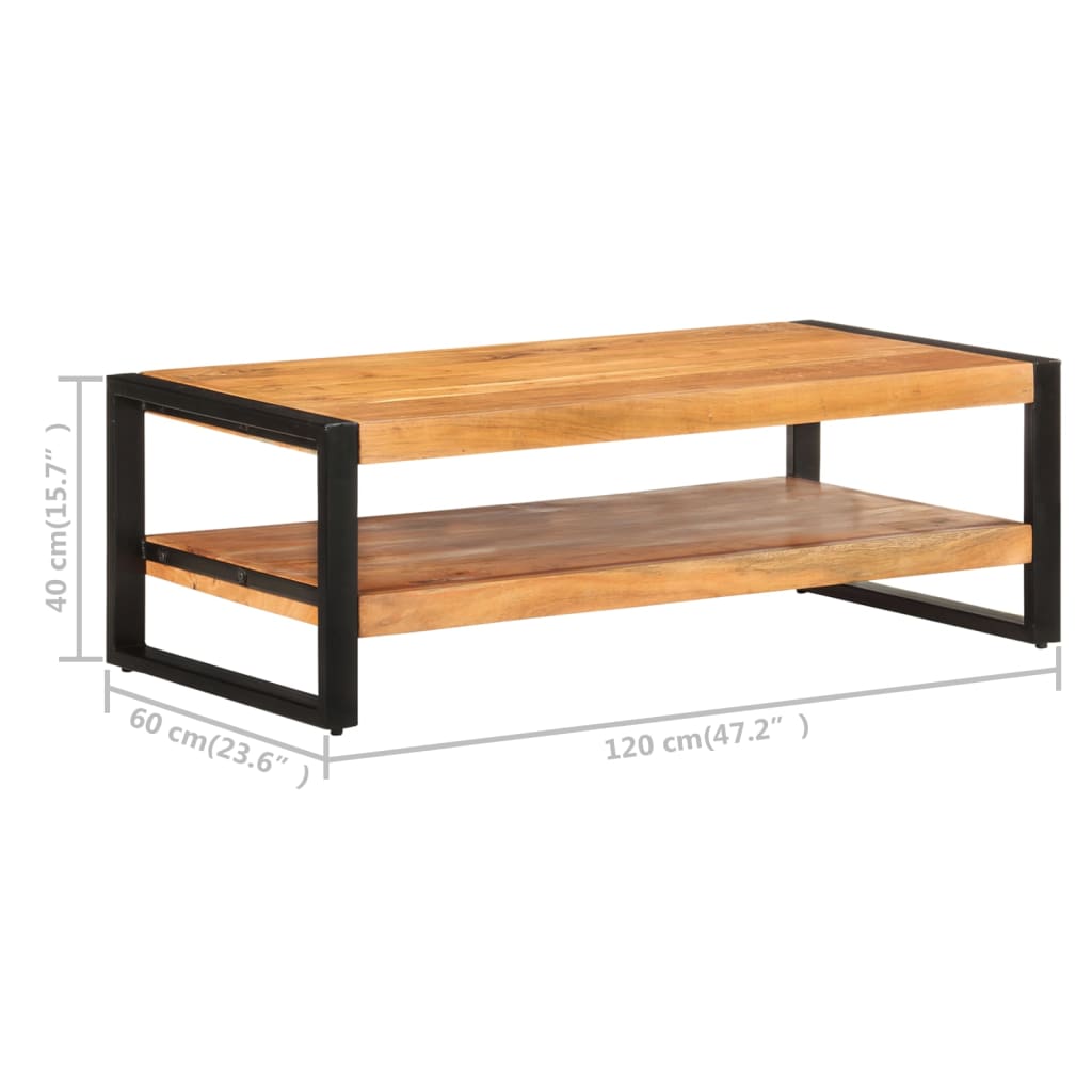 vidaXL Coffee Table 47.2"x23.6"x15.7" Solid Acacia Wood-3