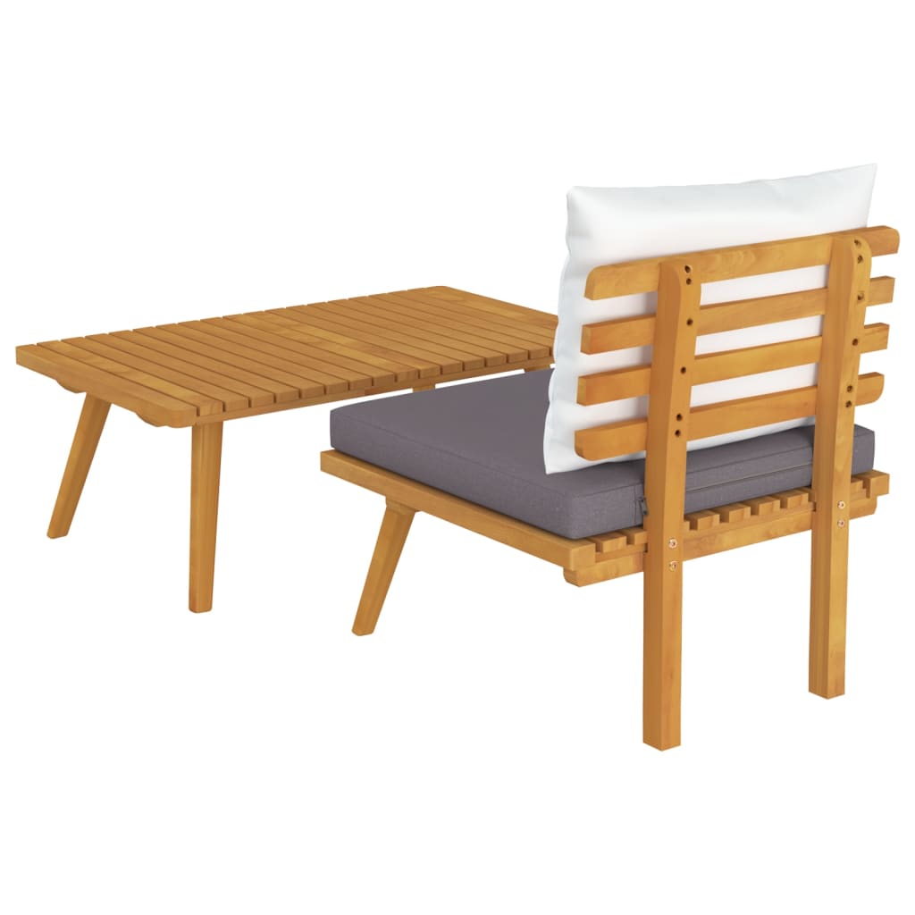 vidaXL 2 Piece Patio Lounge Set with Cushions Solid Acacia Wood-3