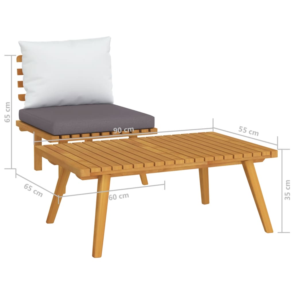 vidaXL 2 Piece Patio Lounge Set with Cushions Solid Acacia Wood-5