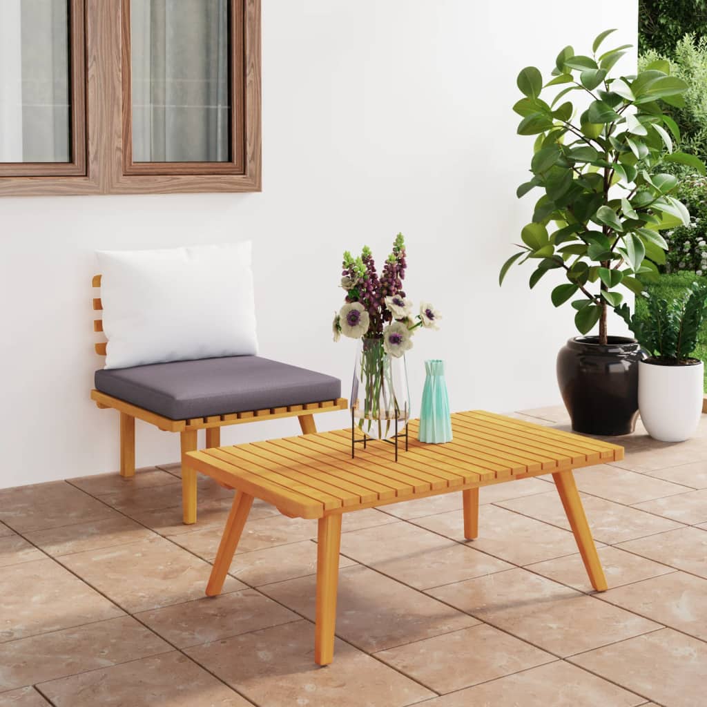 vidaXL 2 Piece Patio Lounge Set with Cushions Solid Acacia Wood-0