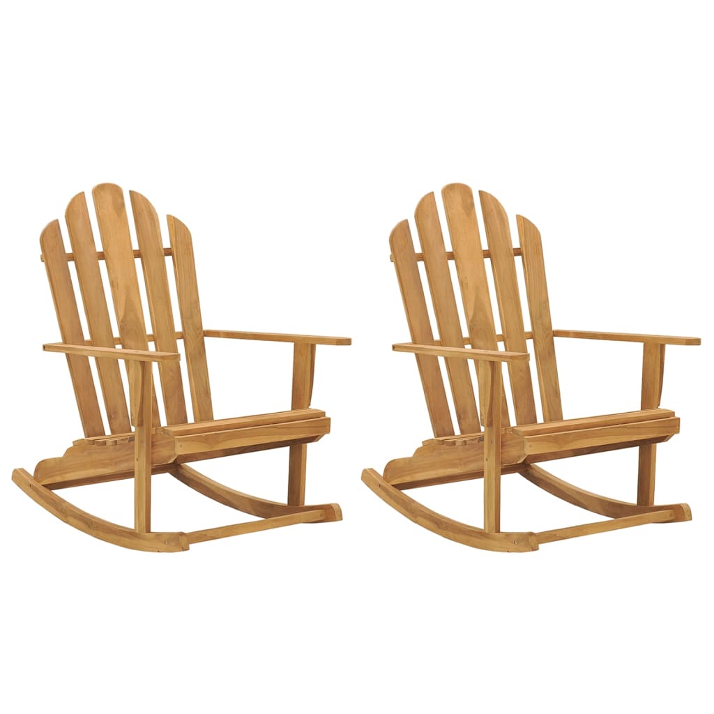 vidaXL Adirondack Rocking Chair Porch Rocker with High Back Solid Wood Teak-4