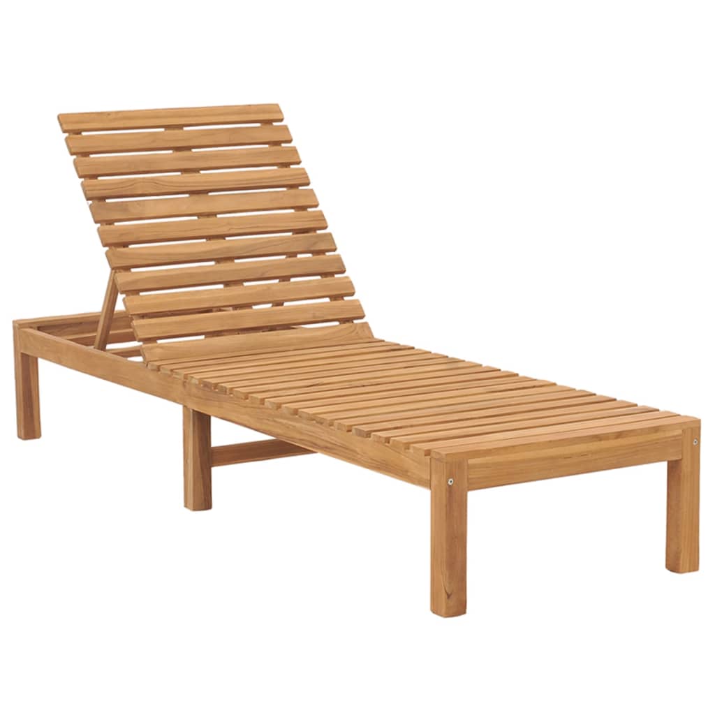 vidaXL 1/2x Solid Wood Teak Sun Lounger Patio Garden Lounge Bed Furniture-3