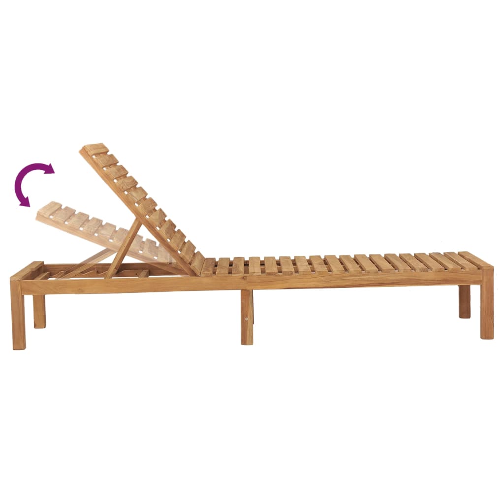 vidaXL 1/2x Solid Wood Teak Sun Lounger Patio Garden Lounge Bed Furniture-9