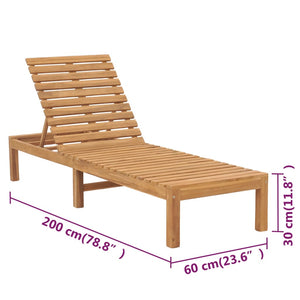 vidaXL 1/2x Solid Wood Teak Sun Lounger Patio Garden Lounge Bed Furniture-1
