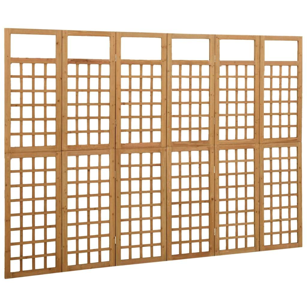 6-Panel Room Divider/Trellis Solid Fir Wood Gray 95.5"x70.9"