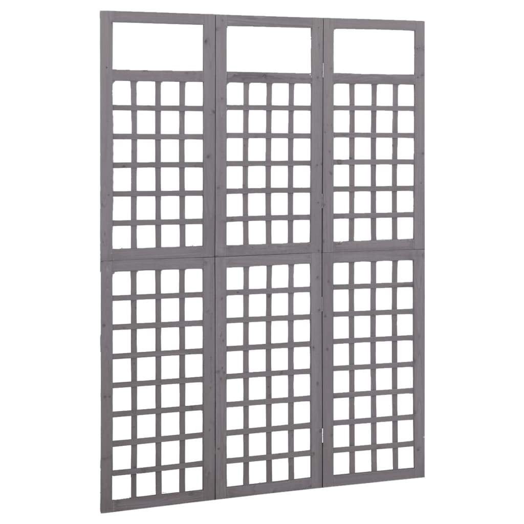 6-Panel Room Divider/Trellis Solid Fir Wood Gray 95.5"x70.9"