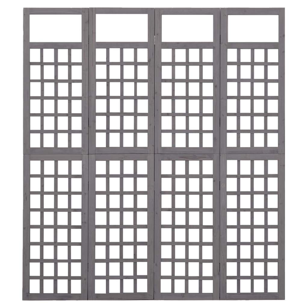 6-Panel Room Divider/Trellis Solid Fir Wood Gray 95.5"x70.9"