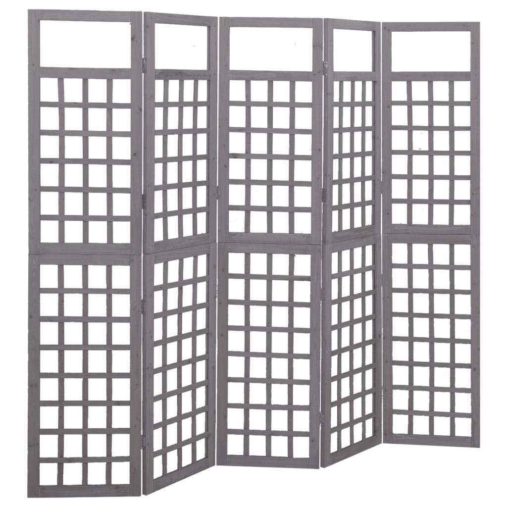 6-Panel Room Divider/Trellis Solid Fir Wood Gray 95.5"x70.9"